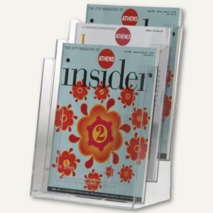 officio Prospektständer DIN A4, 3 Fächer, PS, transparent, KF04188