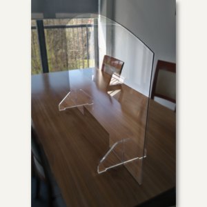 Tisch-/Tresen-Schutzwand mit Durchreiche, 110 x 80 cm, Polycarbonat, S110080