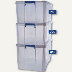 Aufbewahrungsbox Set - 2 x 70 l & 1 x 85l, lebensmittelecht, Deckel, PP,  3er Set