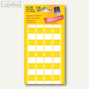Register Etiketten 3022 25x14 mm gelb 40 Etiketten