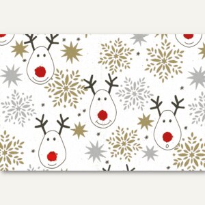 Weihnachts-Geschenkpapier Xmas red nose white