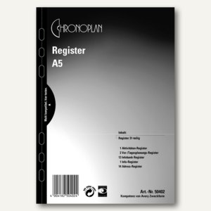 Chronoplan Zeitplaner Register, DIN A5, 31-teilig, 50402