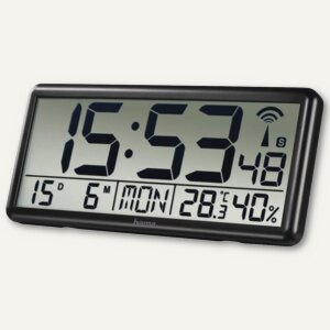 Hama Digitale Funk-Tisch/Wanduhr, 36 cm, schwarz, 186352