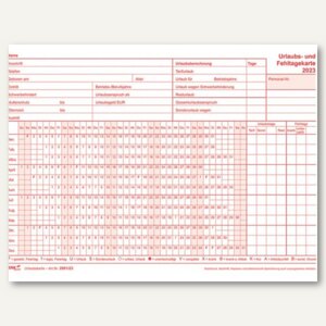 Urlaubs- und Fehltagekarte 2023