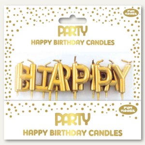 Buchstabenkerzen-Set Happy Birthday zum Einstecken in Kuchen