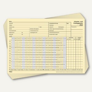Urlaubs- und Fehltagekarte 2024