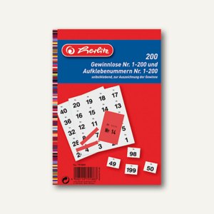 Herlitz Gewinnlose mit Aufklebenummern, rot, 2 x 200 Stück, 791889