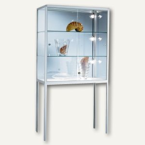 BST Standvitrine NICE - 90 x 174 x 43,4 cm, 2 Böden, silber, NICE-S33