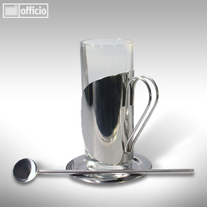 Teeglas 4er-Set mit Löffeln und Untersetzern