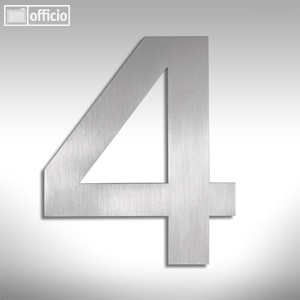 SIGNO - Hausnummer 4 aus geschliffenem Edelstahl