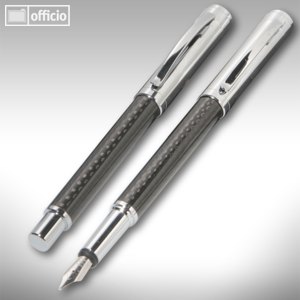 Schreibset mit Füller und Kugelschreiber in Carbon-Optik