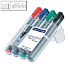 STAEDTLER Lumocolor Flipchartmarker 356, Rundspitze: 2 mm, 4 Farben, 356 WP4