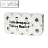 Toilettenpapier, 3-lagig, 9.5 x 12 cm, 250 Blatt, Tissue-Qualität, weiß, 8 Rolle