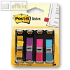 Post-it Index Mini - 12.7 x 43.7 mm, lemon/lila/pink/türkis, 683-4AB