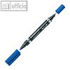 Lumocolor Permanent-Marker duo - Rundspitze, Strichst?rke M & F, blau, 348-3