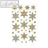 Sticker DECOR Sterne, 6-zackig, reliefgeprägt, silber/gold, 10 x 1 Blatt, 3948