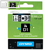 Dymo D1 Etikettenband, 12 mm x 7 m, schwarz auf transparent, S0720500