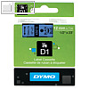 Dymo D1 Etikettenband, 12 mm x 7 m, schwarz auf blau, S0720560/45016
