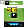 Dymo D1 Etikettenband, 12 mm x 7 m, schwarz auf gelb, S0720580