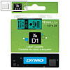 Dymo D1 Etikettenband, 12 mm x 7 m, schwarz auf grün, S0720590