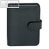 Systemplaner DIN A7, Kalender 1 Woche/2 Seiten, Lederimitat, Druckknopf, schwarz