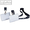 Namensschild Click Fold, 90 x 54 mm, mit Textilband, transparent, 10 St?ck
