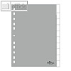 Kunststoff-Register DIN A4, blanko, Schilder bedruckbar, 10-tlg., grau, PP, 25 S