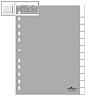 Kunststoff-Register DIN A4, blanko, Schilder bedruckbar, 12-tlg., PP, grau