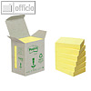 Post-it Haftnotizen Recycling, 38 x 51 mm, gelb, 6 x 100 Blatt, 653-1B