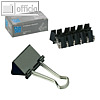 officio Foldback-Klammern, B 19 mm, vernickelt, schwarz, 12 Stück