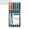 STAEDTLER Lumocolor Universalstifte permanent 318 F, 0.6 mm, 6er-Etui, 318 WP6