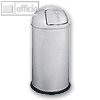 Abfallsammler mit Push-Klappe, ? 30 x 67 cm H, 28 Liter, Metall verchromt