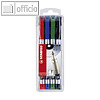 STABILO Permanent-Marker, Rundspitze 0.7 mm, farbig sortiert, 156/4