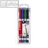STABILO Permanent-Marker, Rundspitze 0,4 mm, farbig sortiert, 4 Stück, 166/4