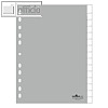 Kunststoff-Register DIN A4, blanko, Schilder bedruckbar, 15-tlg., PP, grau