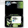 HP Tintenpatrone Nr. 920XL f?r Officejet 6000, ca. 700 Seiten, cyan, CD972AE