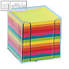 Folia Zettelbox, 95 x 95 x 95 mm, glasklar, mit buntem Papier, 9902