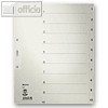 LEITZ Tauenpapier-Register, Zahlen 1-10, DIN A4 ?berbreite, grau, 1232-00-85