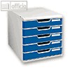 Multiform B?roboxen MODULO A4, 5 Laden, lichtgrau/blau, 301003D
