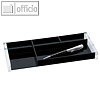 Stifteschale "acryl exklusiv", 5 F?cher, glasklar/schwarz, Acryl, 601601, 60 160