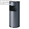 Papierkorb, 17l, Metall, rund, mit Aschenbechereinsatz, dunkelgrau, 333058