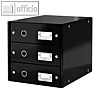 LEITZ Schubladenbox Click & Store WOW, 3 Sch?be, DIN A4, schwarz, 6048-00-95
