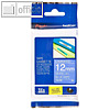 Brother Beschriftungsband 12 mm x 8 m, laminiert, wei? auf blau, TZE-535