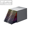 Schubladenbox VARICOLOR 10, 280 x 292 x 356 mm, 10 Sch?be, grau / farbig, 761027