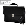 Alassio Aktentasche FAENZA, Schultergurt, Laptopfach, Leder, schwarz, 47011