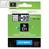 Dymo D1 Etikettenband, 19 mm x 7 m, schwarz auf transparent, S0720820