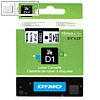 Dymo D1 Etikettenband, 19 mm x 7 m, schwarz auf weiß, S0720830