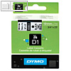 Dymo D1 Etikettenband, 19 mm x 7 m, schwarz auf wei?, S0720830