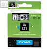 Dymo D1 Etikettenband, 9 mm x 7 m, schwarz auf transparent, S0720670