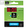 Dymo D1 Etikettenband, 9 mm x 7 m, schwarz auf rot, S0720720